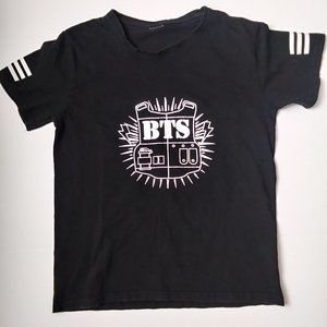 BTS Suga Army Vest Pink Floral Print Black T-Shirt